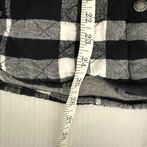 Dickies Crafted for Women Black White Plaid Quilted Shacket L Snap Front - Picture 6 of 6